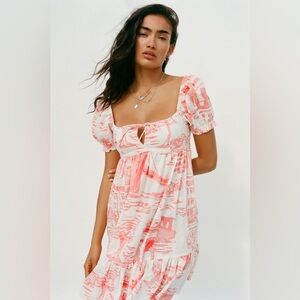 uo wonderland tie-back babydoll dress pink. Size small